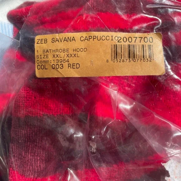 Roberto Cavalier Unisex Zebra Shawl Bathrobe Red Size XXL - Picture 15 of 15